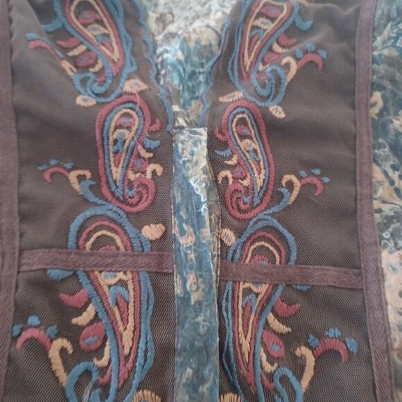 Coldwater Creek Women’s PM Petite Medium Embroidered Paisley Boho Top Sheer - Picture 5 of 10